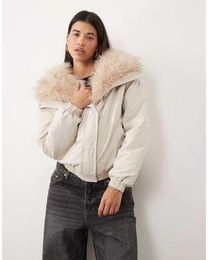 ASOS Waterfall Bomber Jacket With Natural Faux Fur