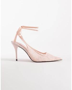 ASOS Zapatos De Salón Rosas Con Puntera Fina Y Diseño Anudado A La Pierna De Encaje Pascha De - Blanco