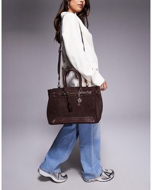 River Island Lock Front Tote Bag - Blue