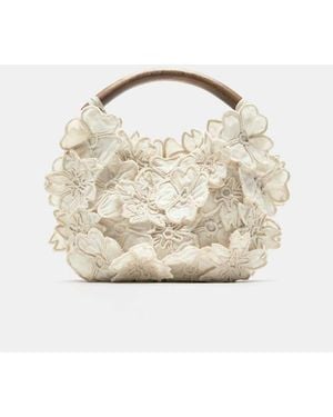 Pull&Bear Handtas Met Bloemen - Wit