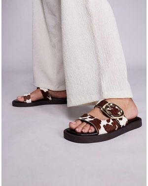 schuh Tylee Double Buckle Sandals - Grey