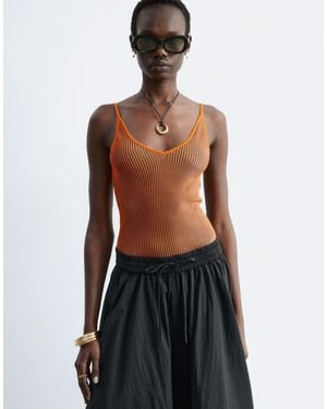 & Other Stories Ribbed Deep V-neck Singlet - Black
