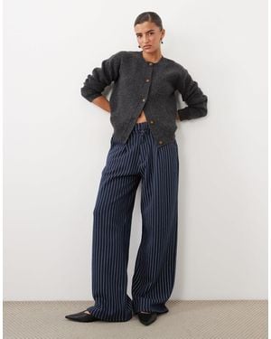Kaiia Tailored Wide Leg Fleece Sweatpants - Blue