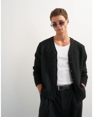 TOPMAN Classic Fit Brushed Knitted Cardigan - Black