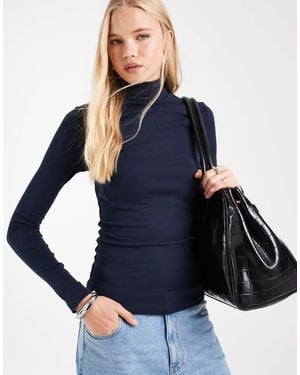 ASOS Funnel Neck Long Sleeve Top - Blue
