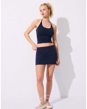 Stradivarius Top dos nu en maille - bleu foncé