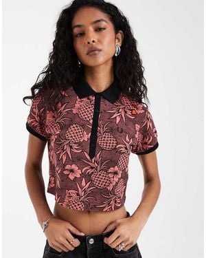 Fred Perry Polo De Manga Corta Con Estampado Floral Tropical De X Amy Winehouse - Rojo
