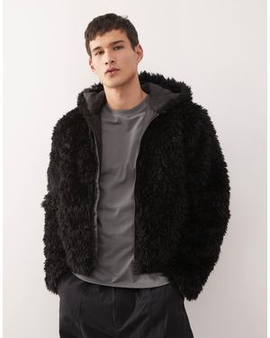 Weekday – kunstpelzjacke - Schwarz