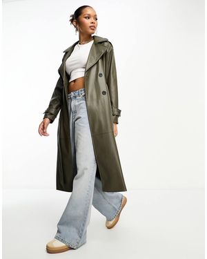 Pull&Bear Trenchcoat Van Imitatieleer Met Riem - Wit