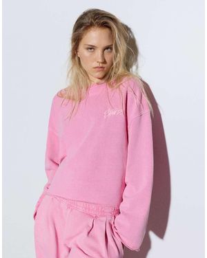 Pull&Bear Stwd Round Neck Sweatshirt - Pink