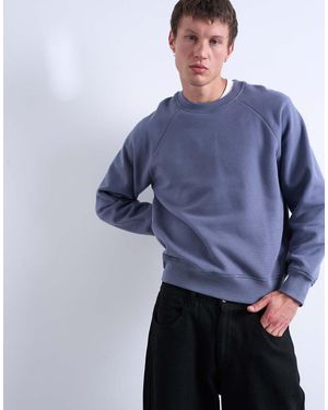 TOPMAN Boxy Fit Raglan Sweatshirt - Blue