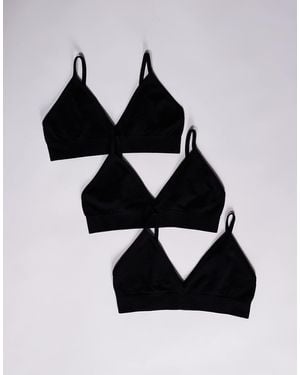 4505 – intimate – 3er-pack nahtlose sport-bhs - Schwarz