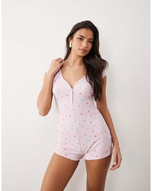 Boux Avenue Mono Corto Con Estampado Floral De Canalé De - Rosa