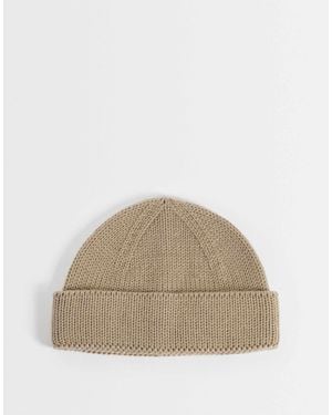 ASOS Knitted Rib Mini Fisherman Beanie - Natural