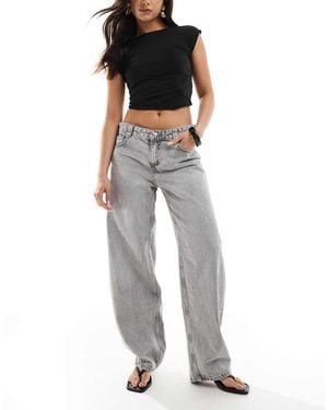 Bershka Jeans Ampi A Palloncino Chiaro - Grigio