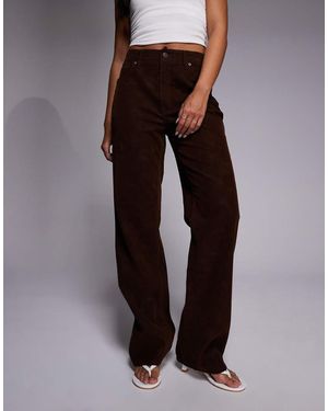 GOOD AMERICAN Better Than Suede Good True Straight Trousers - Brown