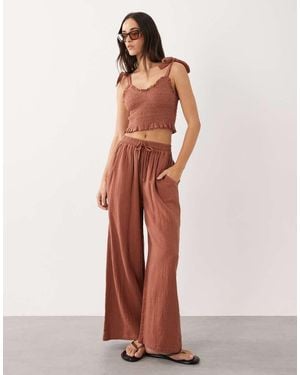 Iisla & Bird Wide Leg Flowy Trouser - Brown