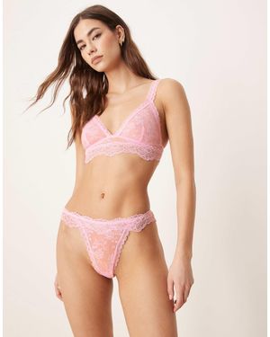 ASOS Lyla All Over Lace Lingerie Thong - Natural