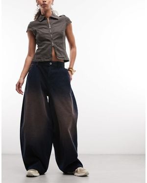 Collusion Xl Balloon Cord Jeans With Contrast Stitch - Blue