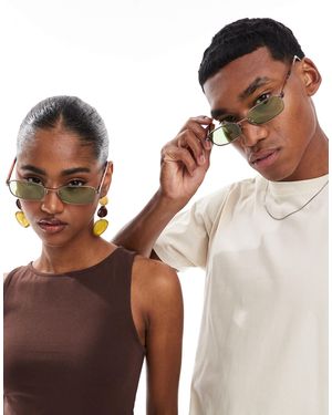 A.Kjærbede Noah Rectangular Metal Frame Sunglasses - Brown