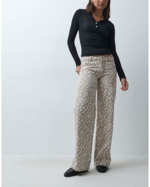 Mango Teen straight-jeans mit beigem hirsch-print - Grau