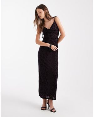 Miss Selfridge Devore Cowl Neck Maxi Dress - Purple