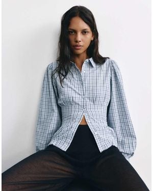 Pull&Bear Camicia Aderente A Quadri Grigia/Blu