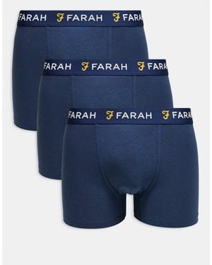 Farah 3-pack Jacquard Waistband Logo Boxers - Blue