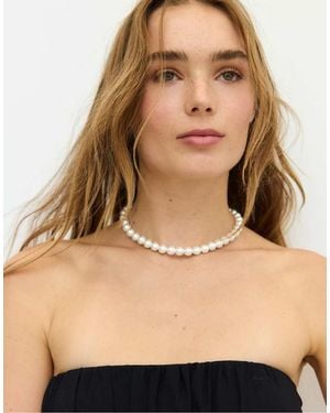Stradivarius Faux Pearl Necklace - Natural