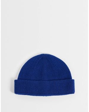 ASOS Knitted Rib Mini Fisherman Beanie - Blue