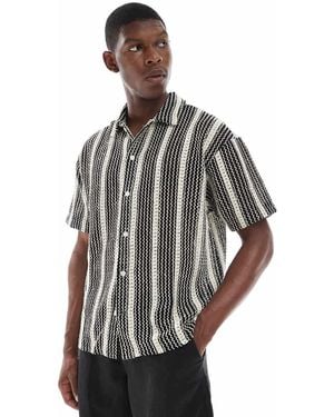 Jack & Jones Camisa Negra A Rayas De Croché De - Gris