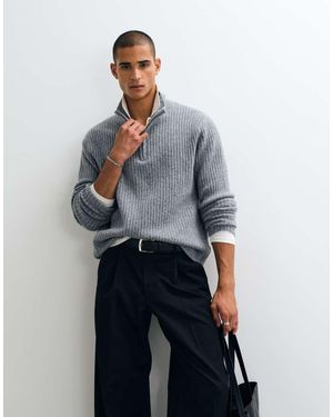 Weekday Wool Blend Half Zip Jumper - Blue