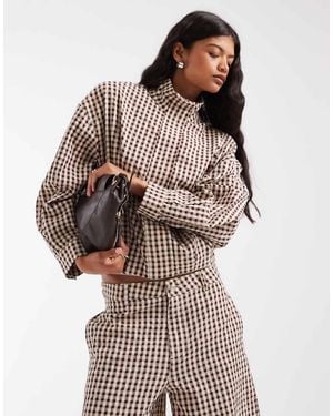 ASOS Co-Ord Bomber Con Collo A Imbuto A Quadri Marroni - Marrone