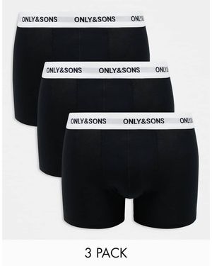 Only & Sons Pack De 3 Calzoncillos Negros Con Cinturilla Blanca Con Logo De