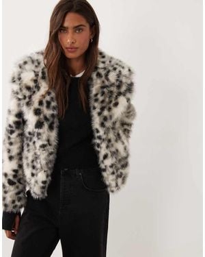 Miss Selfridge Faux Fur Dalmation Print Coat - Brown