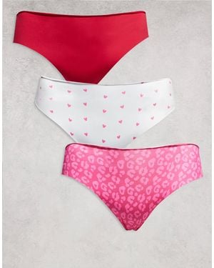 ASOS Asos Design Curve 3 Pack No Vpl & Lace Brazilian - Pink