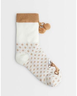 Loungeable Christmas Cosy Bobble Slippers Sock - White