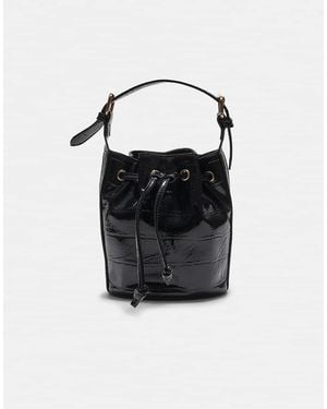 Stradivarius Mock-Croc Bucket Bag - Black