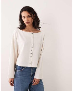 Miss Selfridge Cárdigan Abotonado Con Mangas Acampanadas Y Cuello Barco De -Blanco