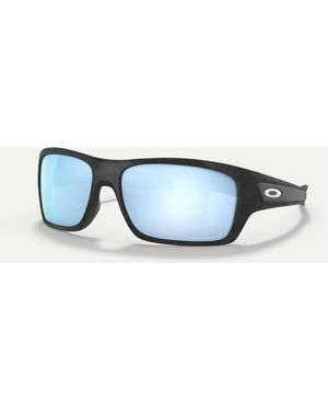 Oakley – turbine – rechteckige, polarisierte sonnenbrille mit mattschwarzem military-muster und blau verspiegelten gläsern