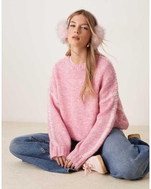Jdy Knitted Jumper With Stich Detail - Pink