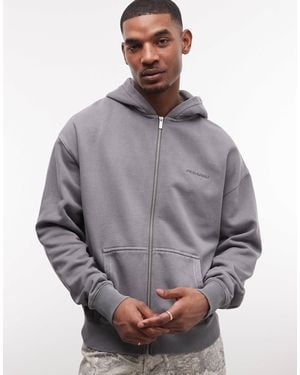 PEGADOR Oversized Zip Up Hoodie - Gray