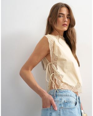 TOPSHOP Tie Side Lace Detail Top - Multicolor