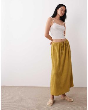 Wednesday's Girl Floaty Tie Up Midaxi Skirt - Natural