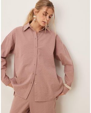 ASOS Seersucker Wrap Back Stripe Shirt Co-Ord - Natural
