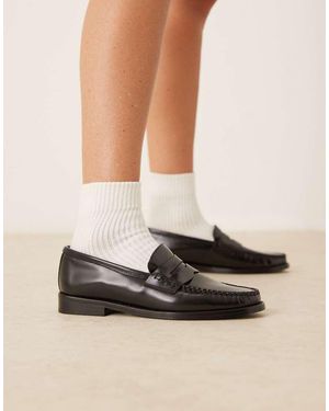 Mango Leather Loafer - Black
