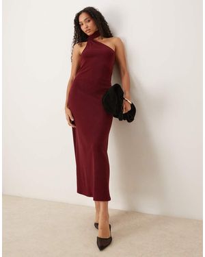 ASOS One-shoulder Scarf Neck Midi Dress - Red