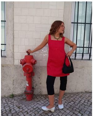 Labelrail X Rebecca Olivia Fitted Linen Mini Dress - Red