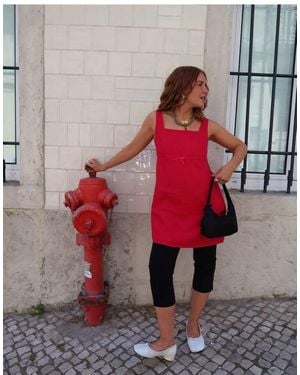 Labelrail X Rebecca Olivia Fitted Linen Mini Dress - Red