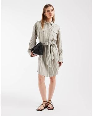 & Other Stories Front Tie Collared Mini Shirt Dress - White